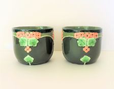 Circa 1905 Pair Antique Eichwald Majolica Plant Pots 9cm High