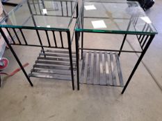 (Lot22) Small Bedside Table With Glass Tops
