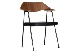 Brand New 675 Chair by Robin Day walnut wood , dark grey leather seat and black framework RRP £36...