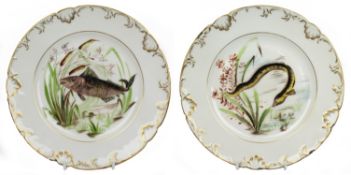 Pair of Edwardian Wolly Fowkes Worcester Hand Painted Plates