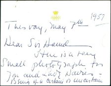 Royalty Duchess of Windsor (Wallis Simpson) two embossed cards handwritten in biro note from the