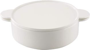 Set of 3 Manifattura Di Venezia G.&V.C. 1764 Pyro Surprise Round Dish With Lid, White CM 24