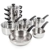 (1/8A) RRP £90. Morphy Richards Equip 8 Piece Stainless Steel Cookware Set. (Contents A...