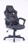 (53/5F) RRP £79. Swivel Gaming Chair Black With Integrated Headrest.