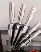 (93/9D) 7x Knife Set Items. To Include 3x Stainless Steel Soft Grip 5 Piece Knife Block Set....