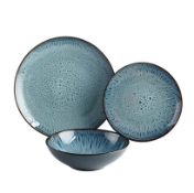 (19/11D) Lot RRP £102. 3x Stoneware Blue Reactive Glaze 12 Piece Dinner Set RRP £34 Each. <b...