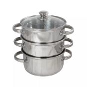 (12/8D) Lot RRP £115. 7x Stainless Steel Cookware Items. 4x 3 Tier Vegetable Steamer Wi...