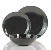 (23/11E) Lot RRP £60. 3x Items. 2x Stoneware Black 12 Piece Dinner Set RRP £20 Each. <b...