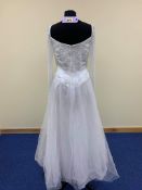 383 Milano Prom Dress Ivory Sleeves, LL33331 Size 6