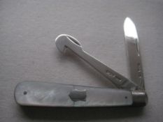 Rare George V Mother Of Pearl Hafted Silver Bladed Orange Peeler Folding Fruit Knife
