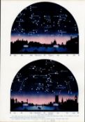 The Stars for January Over London Astronomy Antique Book Plate.