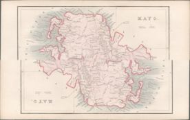 Antique Engraving 1850s Coloured Map Mayo Mr & Mrs S.C. Hall Ireland Its Scenery.