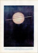 The Planet Saturn Astronomy Antique Book Plate.