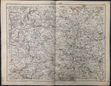 Victorian 1897 Map North Yorkshire York Ripon Bradford Leeds Skipton.
