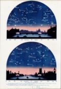 The Stars for September Over London Astronomy Antique Book Plate.