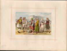 Grecian Hellenes Pelasgi Races Traditional Costume Antique Print.