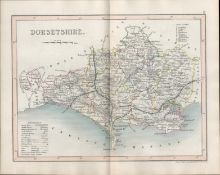 Dorsetshire 1850 Antique Steel Engraved Map Thomas Dugdale.