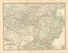 Manchuria & South Siberia Mongolia Chinese Empire Coloured Antique Map.