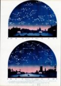 The Stars for November Over London Astronomy Antique Book Plate.