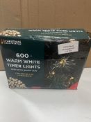 Christmas Workshop 600 Warm Light Timer Lights. RRP £29.99 - Grade U