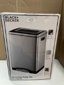 Black and Decker Recycling Pedal Bin 40L. RRP £79.99 - GRADE U