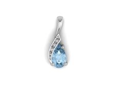 9ct White Gold Diamond and Blue Topaz Pendant