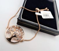 Rose Gold on Sterling Silver Tree of Life Bracelet 'New' with Gift Pouch