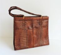 Vintage Crocodile Skin Handbag circa 1950's