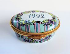 Staffordshire Enamels Pill/Trinket Box Hand Painted Signed by Artist
