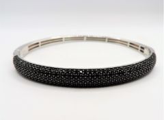 Black Diamond Sterling Silver Bangle Bracelet 'NEW' with Gift Box