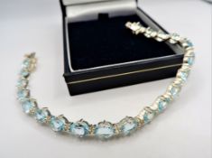 Sterling Silver 22CT Topaz Gemstone Bracelet 'NEW' with Gift Box