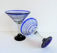 Pair Hand Blown Margarita Cocktail Glasses