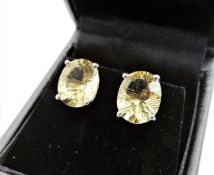 6 carat Lemon Citrine Earrings in Sterling Silver 'NEW with Gift Box'