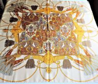 Vintage Lonchamp Paris Silk Scarf 34 inches Square