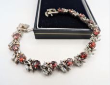 Sterling Silver Gemstone Floral Cluster Dress Bracelet with Gift Box