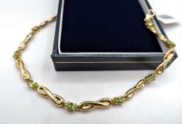 Gold on Sterling Silver Peridot Gemstone Bracelet 'NEW' with Gift Box.