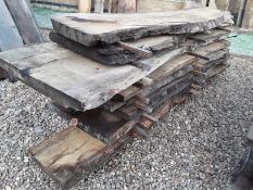10x Hardwood Timber Sawn Seasoned English Oak & Chestnut Waney Edge / Live Edge Boards/ Planks