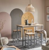 (1E). RRP £200. Nina Dining Nest 4 Stools Grey. Table: (L120x W65x H90cm). Stool: (W35x D35x H60cm)