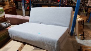(P) Freya Brushed Sofa Bed Grey. Sofa : (H)80 x (W)122 x (D)92cm. Bed : (H)27.7 x (W)122 x (L)188cm