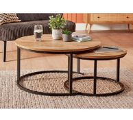 (2B) RRP £150. Kubu Coffee Nest Set Of 2. (Large Table H39x Dia 77cm, Small Table H34.5 x Dia 57cm)