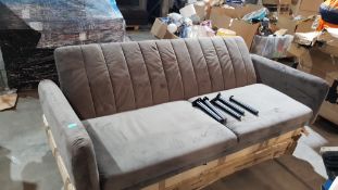 (P) Sofa Bed Grey Brushed Moleskin.