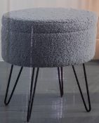 (2B) 4x Items. 1x Wooden 3 Tier Plant Stand White. 1x Grey Teddy Storage Stool. 1x Black Wood Bar S