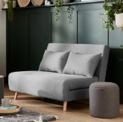 (P) RRP £295. Freya Brushed Sofa Bed Grey. (With 2x Cushion & Leg Set). Sofa : (H)80 x (W)122 x (D