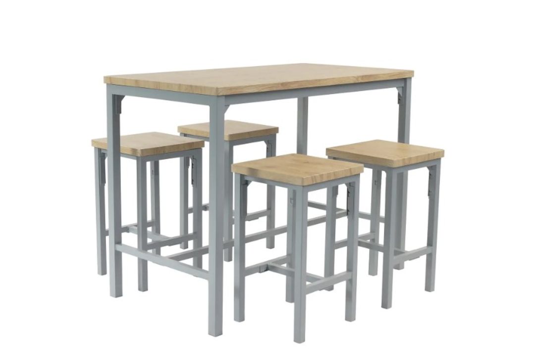 (1E). RRP £200. Nina Dining Nest 4 Stools Grey. Table: (L120x W65x H90cm). Stool: (W35x D35x H60cm) - Image 2 of 8