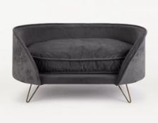 (2A) Lot RRP £135. 3x Items. 1x Velvet Pet Sofa Grey RRP £45. 1x Metal Wardrobe 3 Shelves Grey (90x