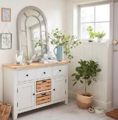 (P) RRP £445. Ashtead Large Sideboard Oak/Ivory. (H83x W124x D38cm).