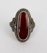 Carnelian Set Silver Ring