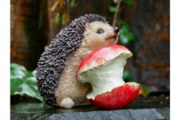 4x Hedgehog With Apple Garden/Home Ornament