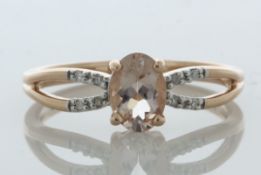 9ct Rose Gold Diamond And Morganite Ring (M0.59) 0.03 Carats