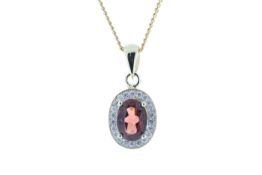 9ct Yellow Gold Diamond And Garnet Pendant (G0.75) 0.11 Carats